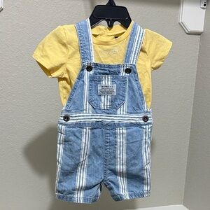 Levi's Baby Striped Shortalls with Yellow Tee
